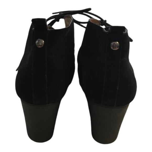 Donald J. Pliner Black Suede Lace-up Heeled Wedge Ankle Booties Size 11 - Picture 7 of 14